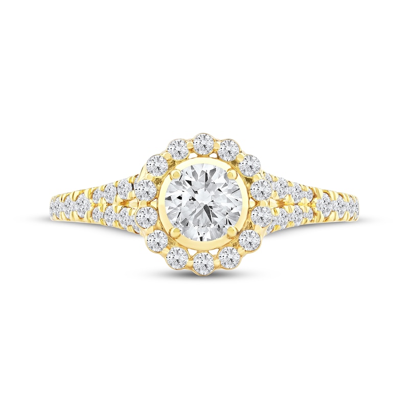 Main Image 3 of Now + Forever Round-Cut Diamond Halo Engagement Ring 1 ct tw 14K Yellow Gold