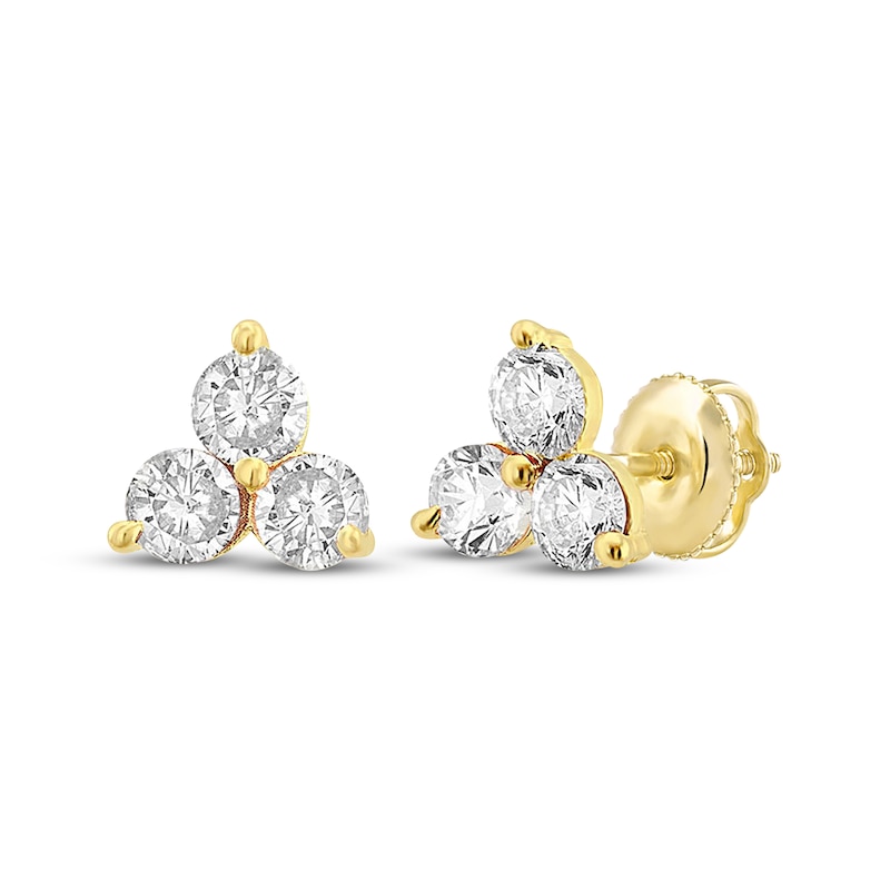 Main Image 1 of Children's Cubic Zirconia Trio Stud Earrings 14K Yellow Gold