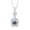 Thumbnail Image 1 of American Blue Sapphire & Diamond Necklace 1/8 ct tw 10K White Gold 18"