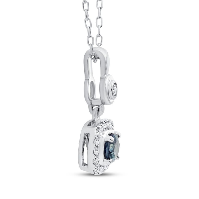 Main Image 2 of American Blue Sapphire & Diamond Necklace 1/8 ct tw 10K White Gold 18"