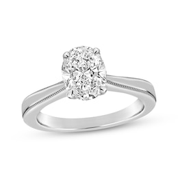 Now + Forever Oval-Cut Diamond Hidden Halo Solitaire Engagement Ring 1 ct tw 14K White Gold (I/I2)