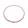 Thumbnail Image 2 of STUDIO BY KAY Heart-Shaped Lab-Created Ruby Graduated Line Necklace Sterling Silver 18"
