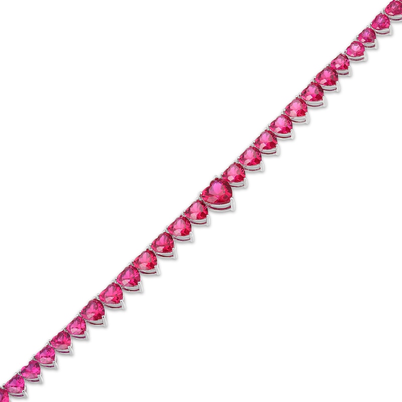 Main Image 3 of STUDIO BY KAY Heart-Shaped Lab-Created Ruby Graduated Line Necklace Sterling Silver 18"