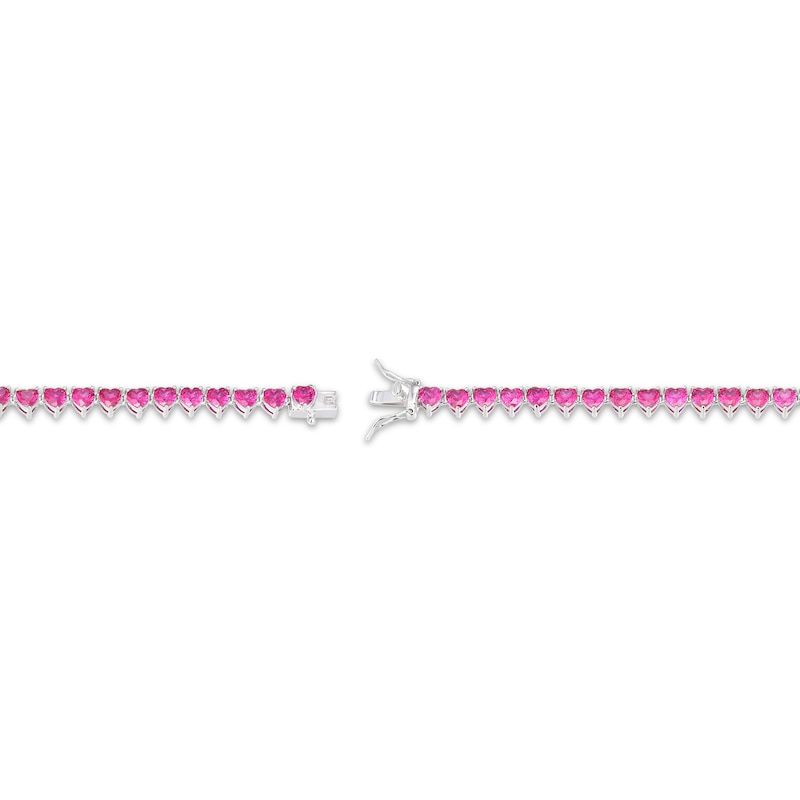 Main Image 4 of STUDIO BY KAY Heart-Shaped Lab-Created Ruby Graduated Line Necklace Sterling Silver 18"