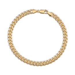 5.3mm Reversible Miami Cuban Curb Chain Bracelet Solid 10K Yellow Gold 8"