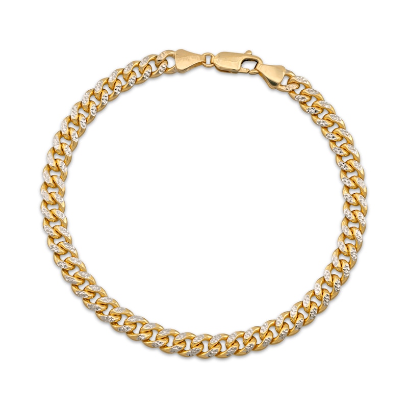 Main Image 1 of 5.3mm Reversible Miami Cuban Curb Chain Bracelet Solid 10K Yellow Gold 8"