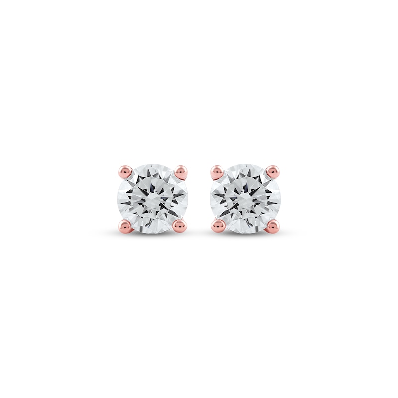 Main Image 2 of KAY Lab-Grown Diamonds Round-Cut Solitaire Stud Earrings 3/4 ct tw 10K Rose Gold (F/SI2)
