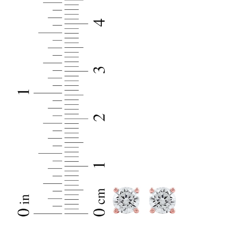 Main Image 5 of KAY Lab-Grown Diamonds Round-Cut Solitaire Stud Earrings 3/4 ct tw 10K Rose Gold (F/SI2)