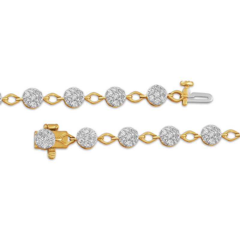 Main Image 2 of KAY Lab-Grown Diamonds Cluster Link Bracelet 2 ct tw 14K Yellow Gold-Plated Sterling Silver 7"