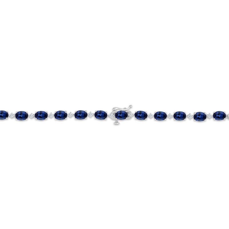 Main Image 2 of Oval-Cut Blue Lab-Created Sapphire & White Lab-Created Sapphire Tennis Necklace Sterling Silver 17"