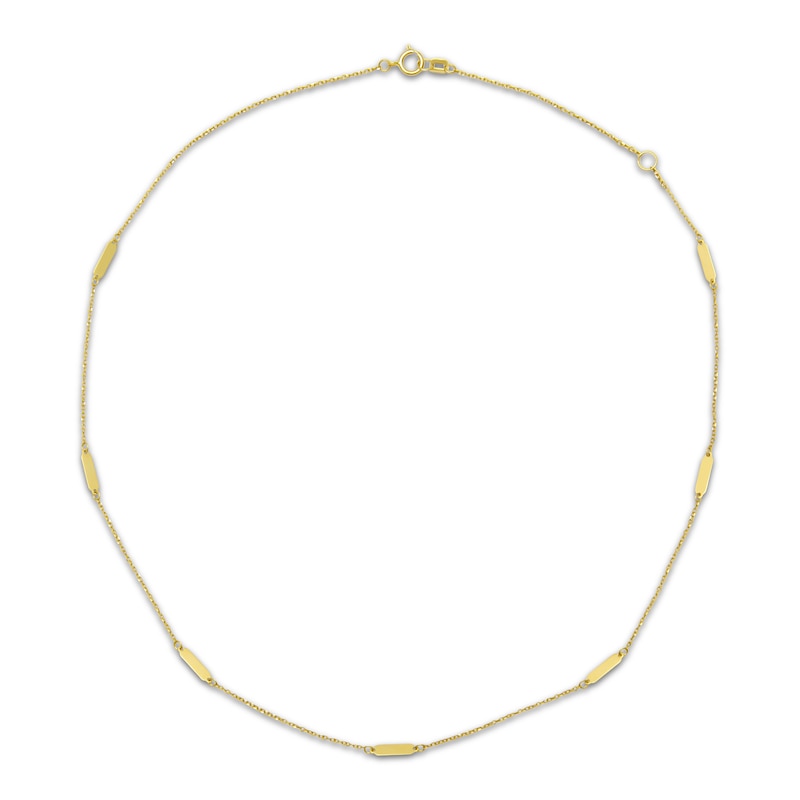Main Image 1 of 2.5 mm Bar Station Necklace Solid 14K Yellow Gold 18"