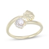 Thumbnail Image 1 of Cultured Pearl & White Lab-Created Sapphire Seashell Bypass Ring 10K Yellow Gold