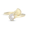 Thumbnail Image 4 of Cultured Pearl & White Lab-Created Sapphire Seashell Bypass Ring 10K Yellow Gold