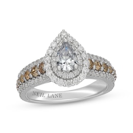 Neil Lane Desert Diamonds Pear-Shaped Double Halo Engagement Ring 1-3/4 ct tw 14K White Gold