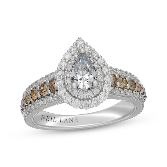 Neil Lane Desert Diamonds Pear-Shaped Double Halo Engagement Ring 1-3/4 ct tw 14K White Gold