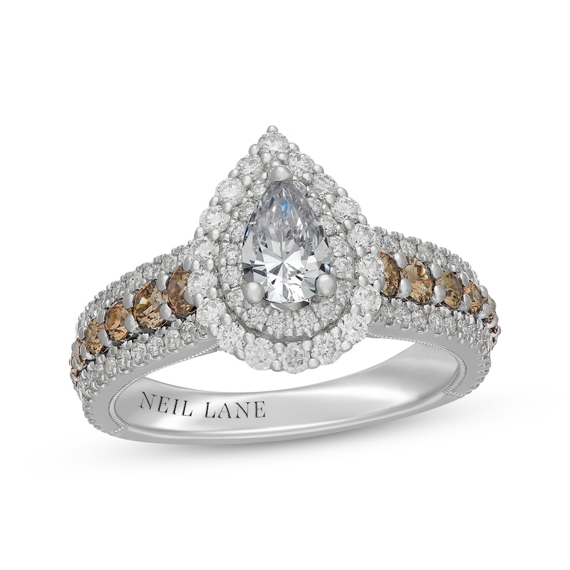 Main Image 1 of Neil Lane Desert Diamonds Pear-Shaped Double Halo Engagement Ring 1-3/4 ct tw 14K White Gold