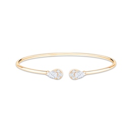 KAY Lab-Grown Diamonds Pear-Shaped Multi-Stone Teardrop Cuff Bangle Bracelet 1 ct tw 10K Yellow Gold