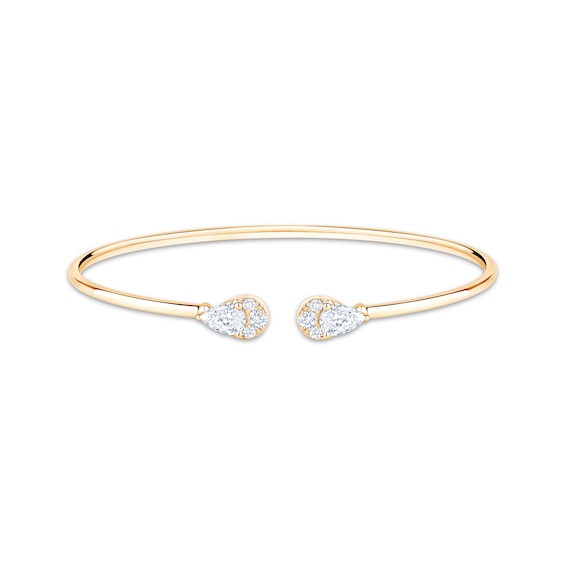 KAY Lab-Grown Diamonds Pear-Shaped Multi-Stone Teardrop Cuff Bangle Bracelet 1 ct tw 10K Yellow Gold