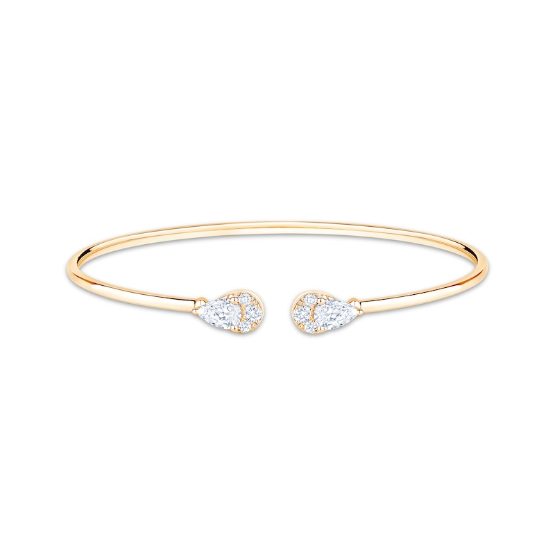 Main Image 1 of KAY Lab-Grown Diamonds Pear-Shaped Multi-Stone Teardrop Cuff Bangle Bracelet 1 ct tw 10K Yellow Gold