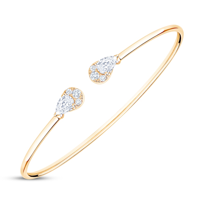 Main Image 2 of KAY Lab-Grown Diamonds Pear-Shaped Multi-Stone Teardrop Cuff Bangle Bracelet 1 ct tw 10K Yellow Gold