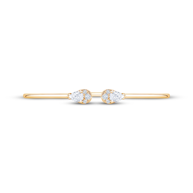 Main Image 4 of KAY Lab-Grown Diamonds Pear-Shaped Multi-Stone Teardrop Cuff Bangle Bracelet 1 ct tw 10K Yellow Gold