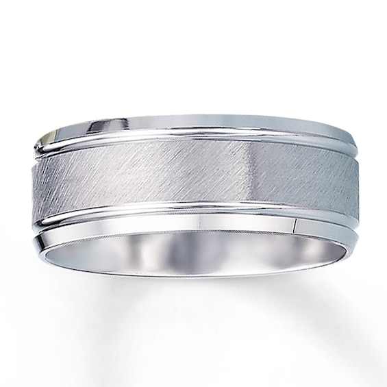 Now + Forever Brushed Wedding Band 10K White Gold 8mm