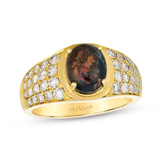 Le Vian Men's Oval-Cut Chocolate Aquadite Ring 1-3/8 ct tw Diamonds 14K Honey Gold