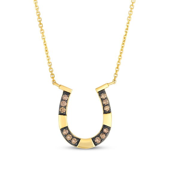 Le Vian Chocolate Diamond Horseshoe Necklace 1/5 ct tw 14K Honey Gold 18"