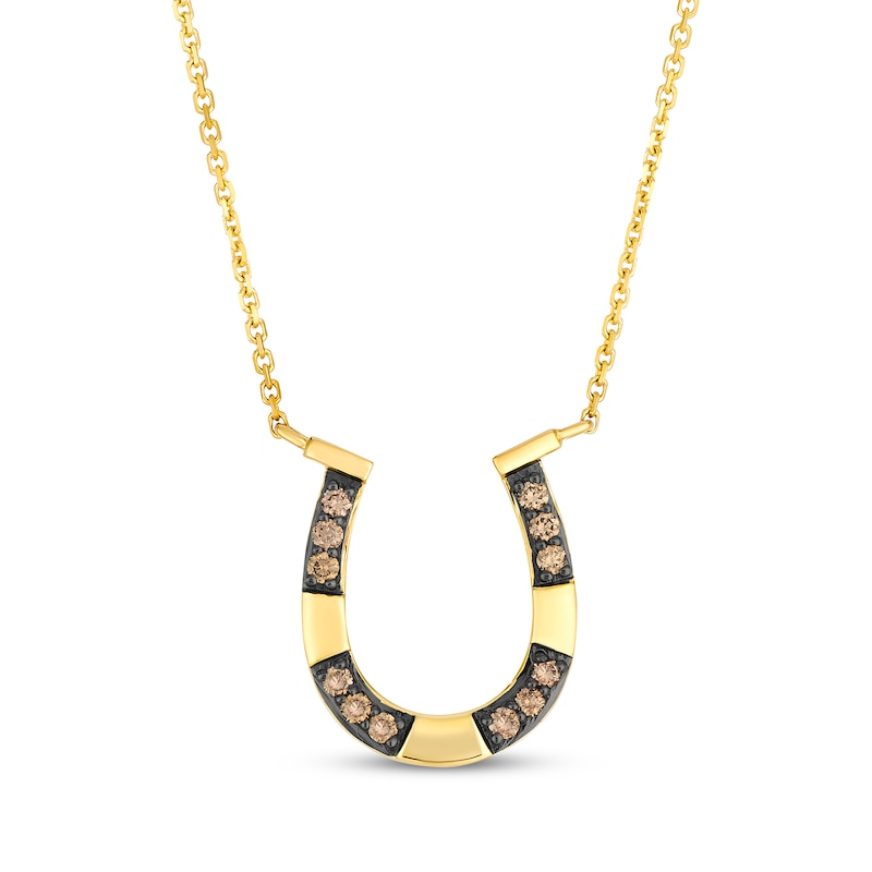 Main Image 1 of Le Vian Chocolate Diamond Horseshoe Necklace 1/5 ct tw 14K Honey Gold 18"