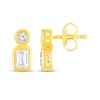 Thumbnail Image 3 of KAY Lab-Grown Diamonds Round & Emerald-Cut Two-Stone Stud Earrings 5/8 ct tw 10K Yellow Gold