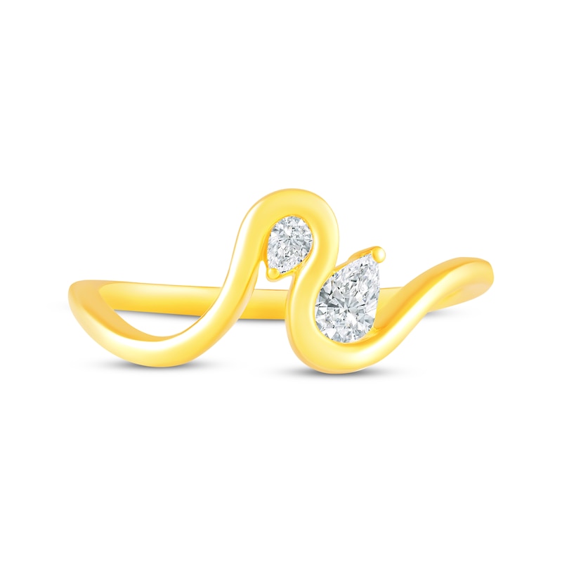 Main Image 4 of KAY Lab-Grown Diamonds Pear-Shaped Wave Ring 1/5 ct tw 10K Yellow Gold