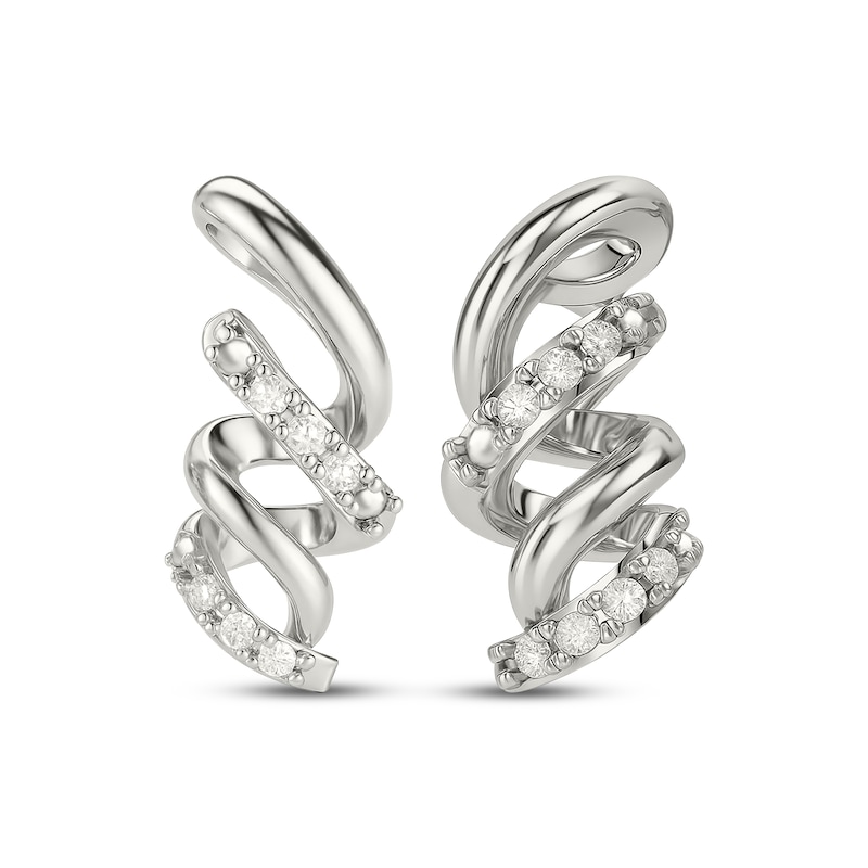 Main Image 1 of KAY Lab-Grown Diamonds Ribbon Twist Drop Earrings 1/10 ct tw Sterling Silver