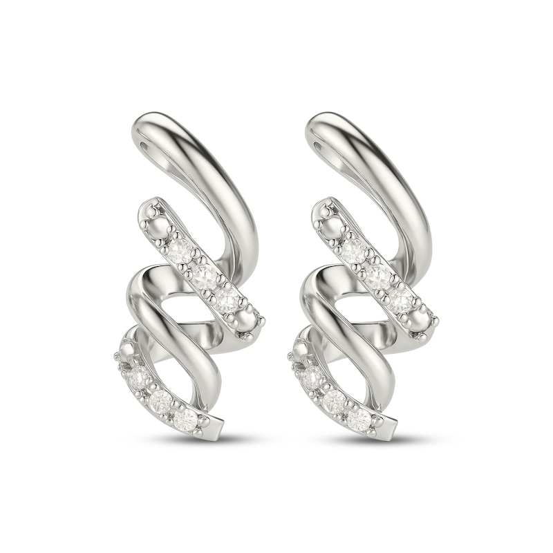 Main Image 2 of KAY Lab-Grown Diamonds Ribbon Twist Drop Earrings 1/10 ct tw Sterling Silver
