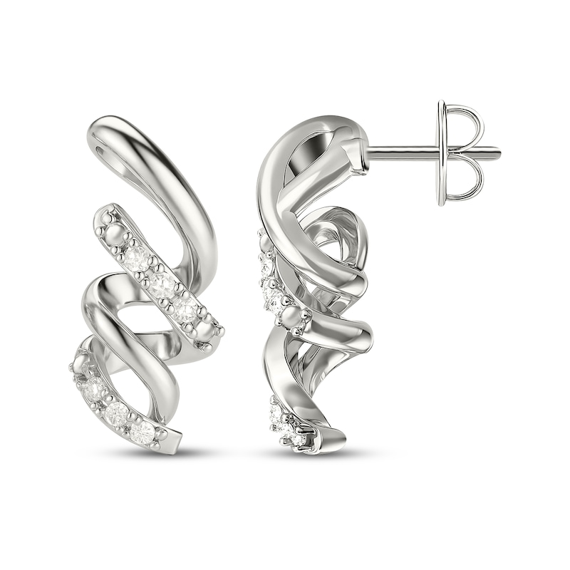 Main Image 3 of KAY Lab-Grown Diamonds Ribbon Twist Drop Earrings 1/10 ct tw Sterling Silver