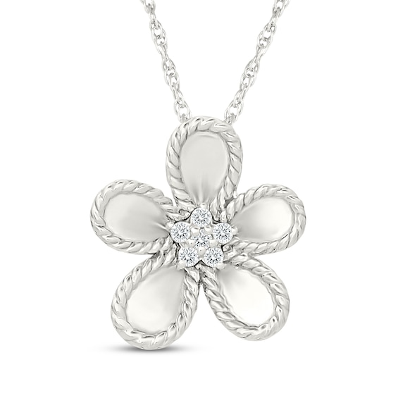 KAY Lab-Grown Diamonds Flower Necklace 1/20 ct tw Sterling Silver 18"