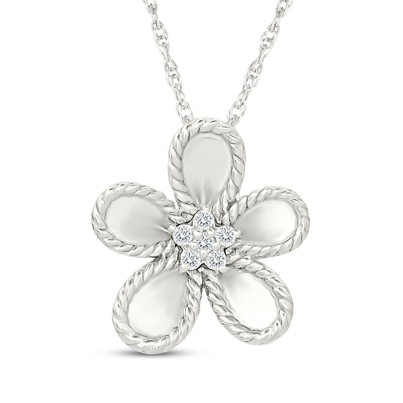 Main Image 1 of KAY Lab-Grown Diamonds Flower Necklace 1/20 ct tw Sterling Silver 18"