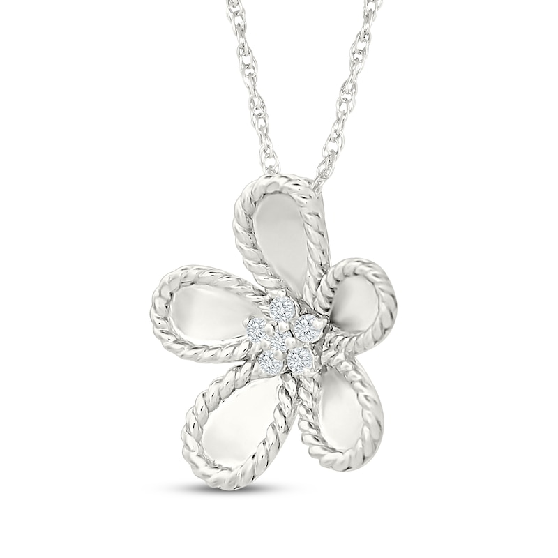Main Image 2 of KAY Lab-Grown Diamonds Flower Necklace 1/20 ct tw Sterling Silver 18"