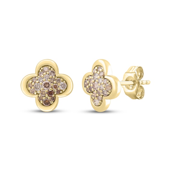 Desert Diamonds Pavé Clover Stud Earrings 1/3 ct tw 18K Yellow Gold-Plated Sterling Silver