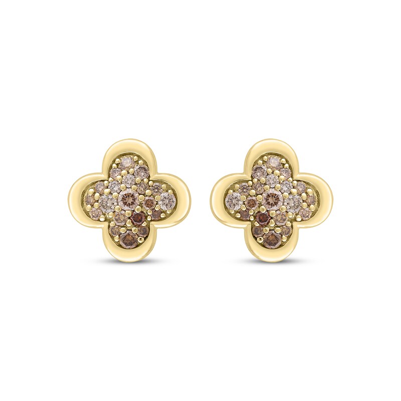 Main Image 2 of Desert Diamonds Pavé Clover Stud Earrings 1/3 ct tw 18K Yellow Gold-Plated Sterling Silver
