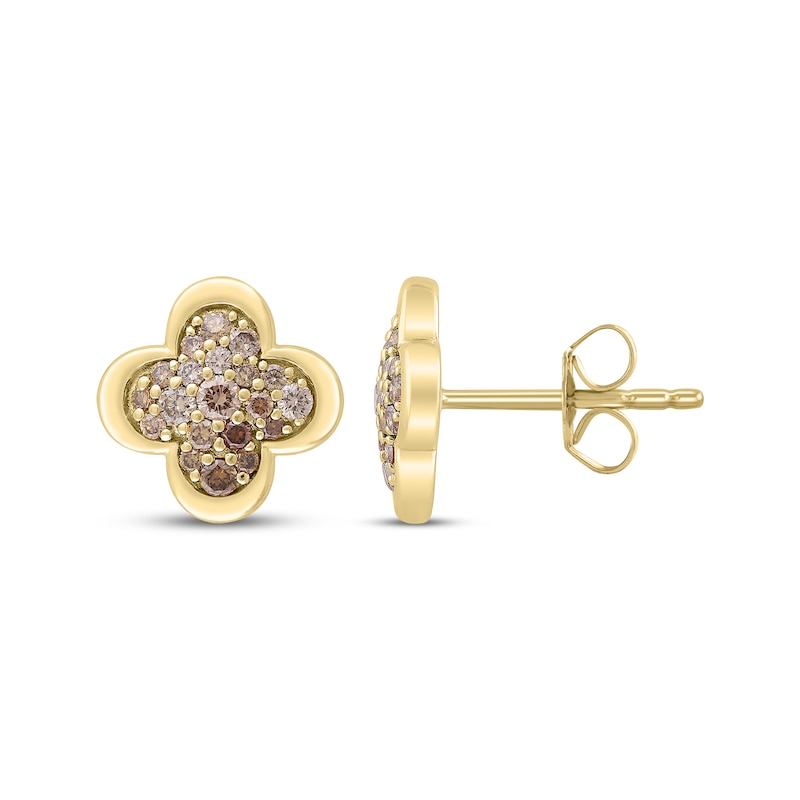 Main Image 3 of Desert Diamonds Pavé Clover Stud Earrings 1/3 ct tw 18K Yellow Gold-Plated Sterling Silver