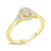 Thumbnail Image 2 of Multi-Diamond Cushion Halo Promise Ring 1/5 ct tw 10K Yellow Gold