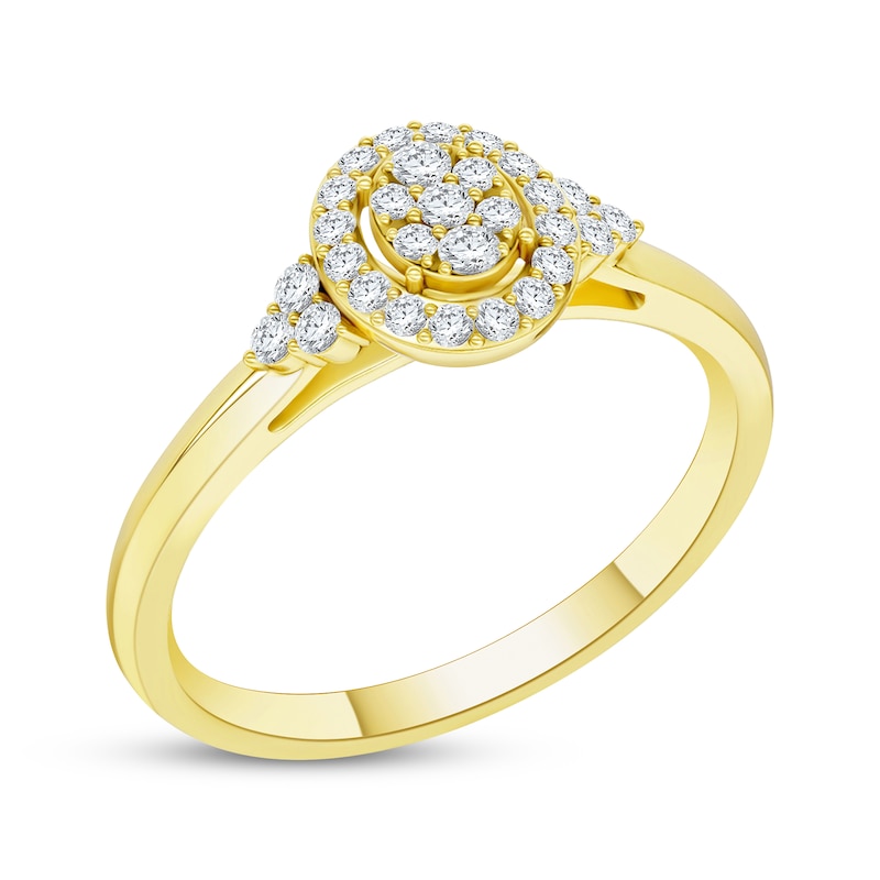 Main Image 2 of Multi-Diamond Cushion Halo Promise Ring 1/5 ct tw 10K Yellow Gold