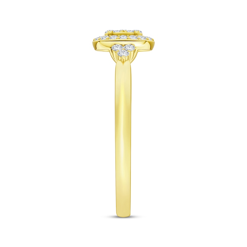 Main Image 3 of Multi-Diamond Cushion Halo Promise Ring 1/5 ct tw 10K Yellow Gold