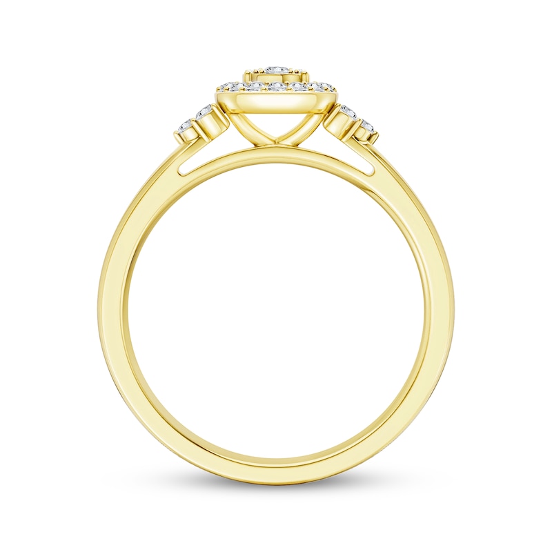 Main Image 4 of Multi-Diamond Cushion Halo Promise Ring 1/5 ct tw 10K Yellow Gold