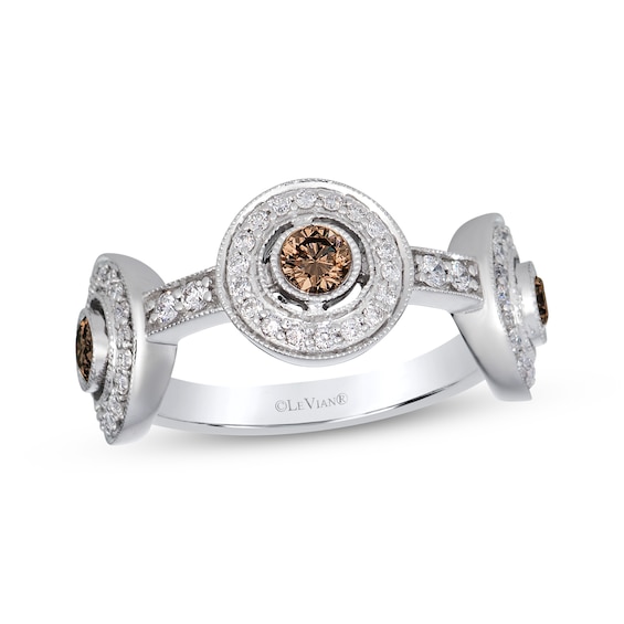 Le Vian Vault Diamond Three-Stone Halo Ring 7/8 ct tw 14K Vanilla Gold