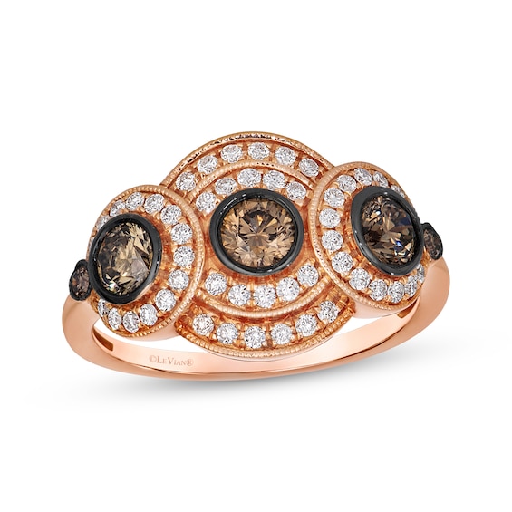 Le Vian Vault Diamond Three-Stone Halo Ring 1 ct tw 14K Strawberry Gold