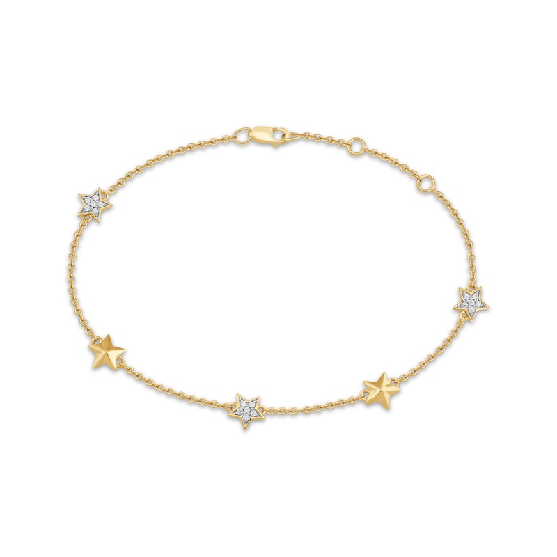 Main Image 1 of KAY Lab-Grown Diamonds Star Station Bracelet 1/6 ct tw 14K Yellow Gold-Plated Sterling Silver 7.5"