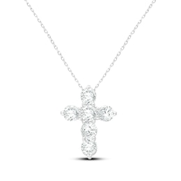 KAY Lab-Grown Diamonds Cross Necklace 1-1/2 ct tw 10K White Gold 18"