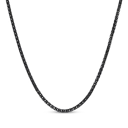 3mm Wheat Chain Necklace Black Ion-Plated Stainless Steel 26"