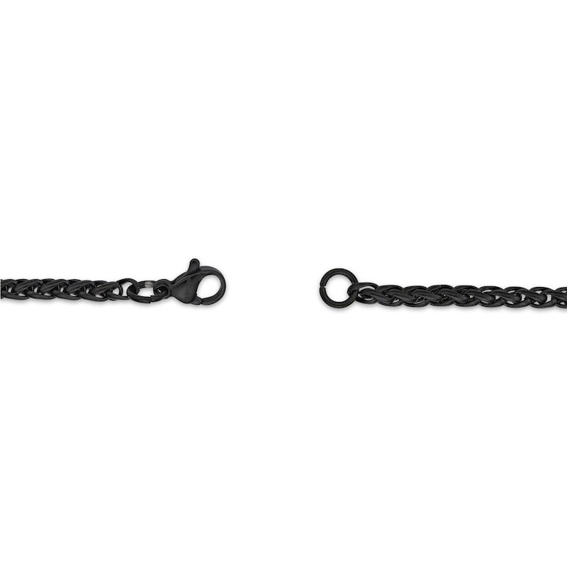 Main Image 3 of 3mm Wheat Chain Necklace Black Ion-Plated Stainless Steel 26"